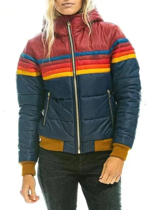 Women’s Puffer Jacket - Synthetic - Slim Fit - High-Neck Collar - Ribbed Hem