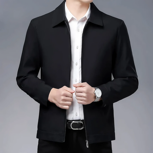 Men's Jacket – Tailored Fit – Wool Blend – Zipper Closure – Classic Collar