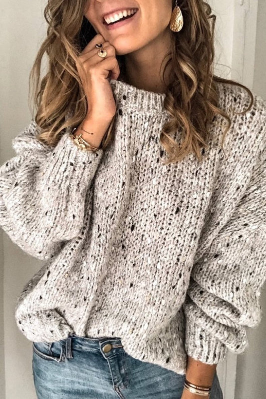 Women's Sweater – Oversized Fit – Chunky Knit – Round Neck – Long Sleeves – Wool Blend