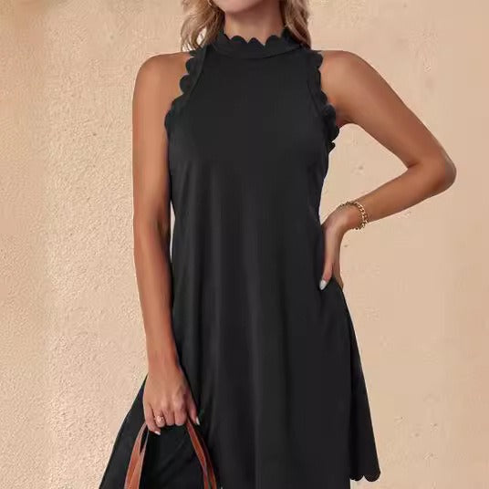 Dress for Women – A-line Fit – Ruffle Hem – Breathable Cotton – Mini Length