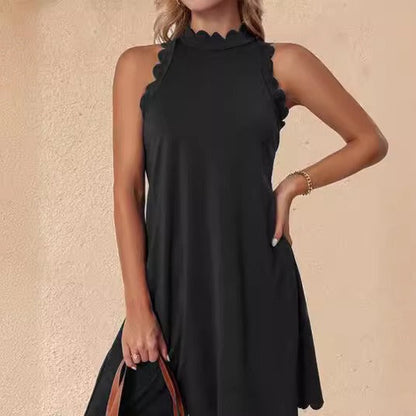 Dress for Women – A-line Fit – Ruffle Hem – Breathable Cotton – Mini Length