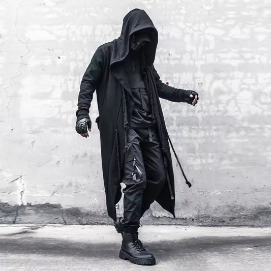Men's Coat – Oversized Fit – Wool Texture – Hood – Open Front – Ankle Length