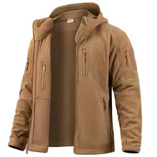 Men's Fleece Jacket – Relaxed Fit – Hood – Full Zipper – Zippered Pockets