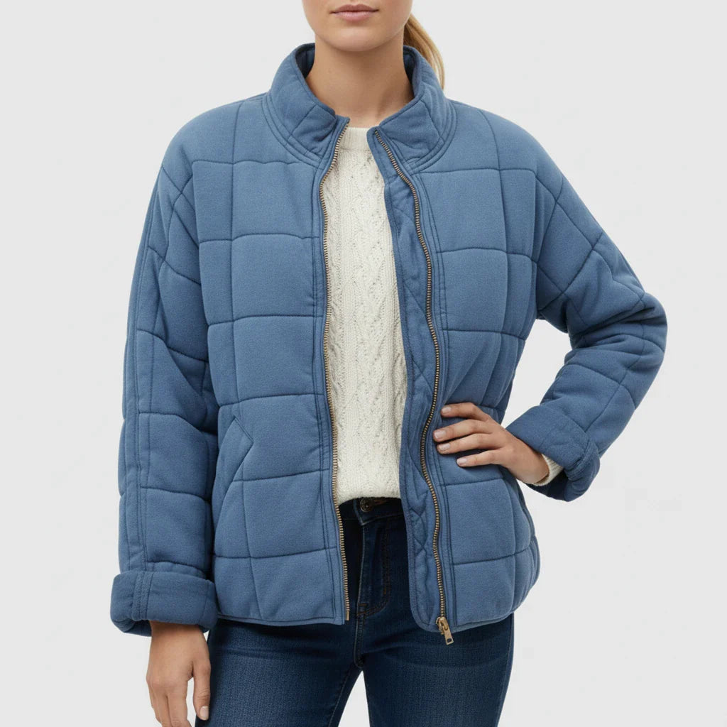 Elisa Oversized Bomber Jacket | Quilted, Zip Front Bomber Jacket