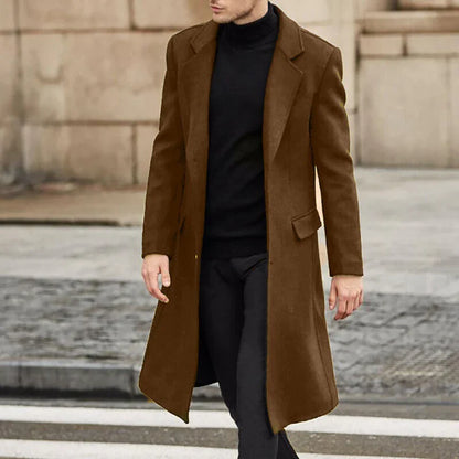 Men's Coat – Wool Blend – Tailored Fit – Buttoned – Classic Formal Style