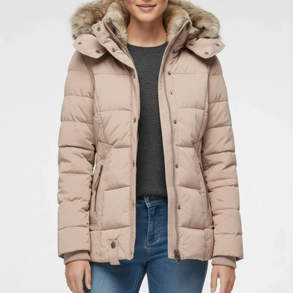 Stella Hooded Puffer Jacket | Quilted, Fur Trim Puffer Jacket
