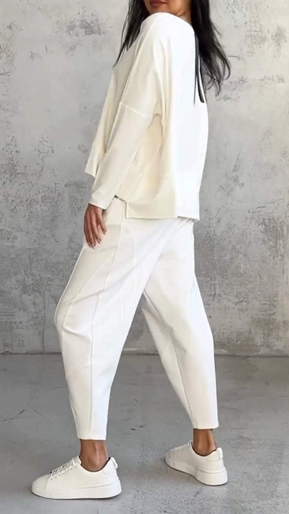 Women's Lounge Set – Oversized Top – Straight Pants – Soft Knitted Comfort Style