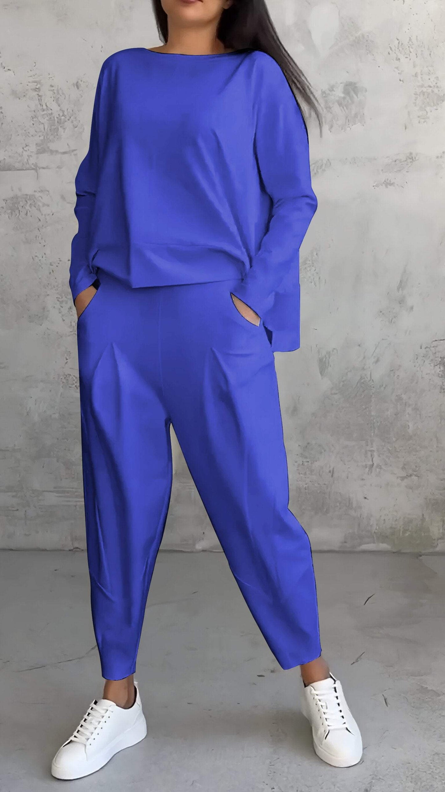 Women's Lounge Set – Oversized Top – Straight Pants – Soft Knitted Comfort Style
