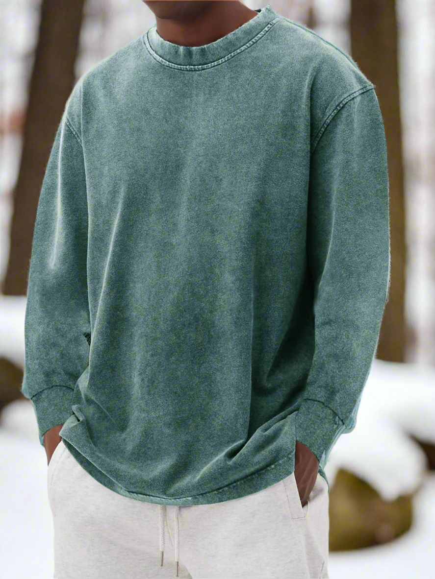 Herregenser - Langermet Crewneck - Avslappet Passform - Myk og Komfortabel
