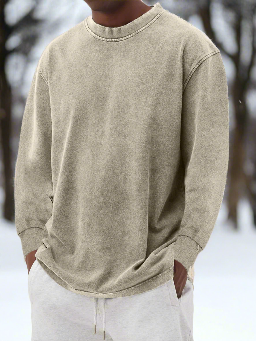 Herregenser - Langermet Crewneck - Avslappet Passform - Myk og Komfortabel