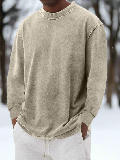 Herregenser - Langermet Crewneck - Avslappet Passform - Myk og Komfortabel