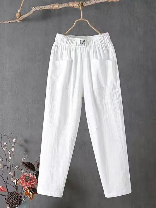 Women's Pants – Relaxed Fit – Full Length – Elastic Waist – Breathable Fabric