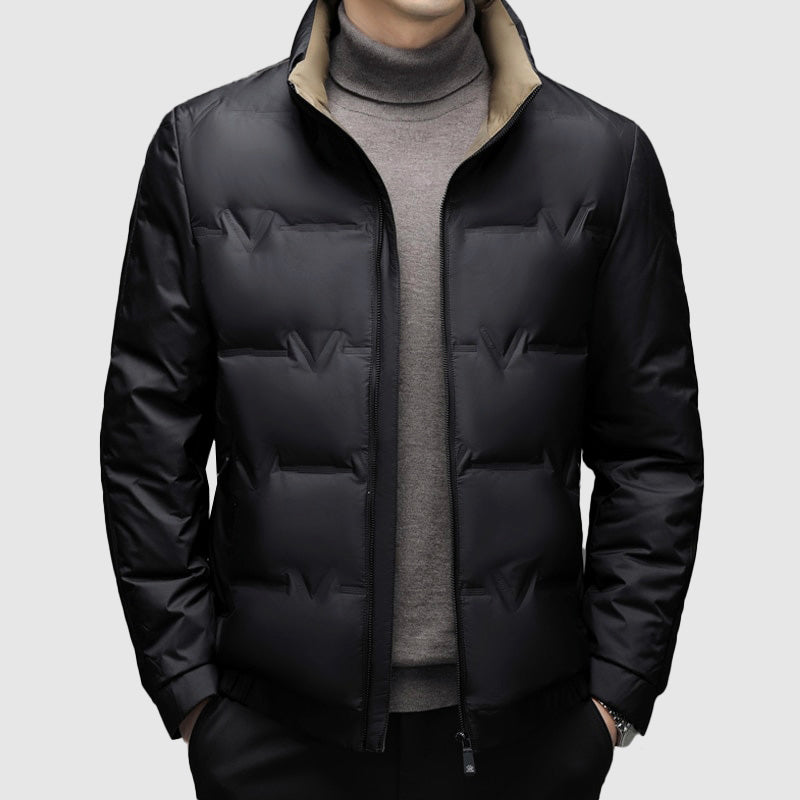 Adam Quilted Down Jacket | Stand Collar Zip-Up Down Jacket