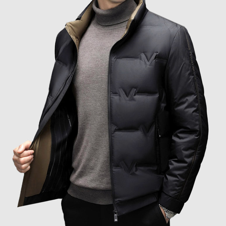 Adam Quilted Down Jacket | Stand Collar Zip-Up Down Jacket