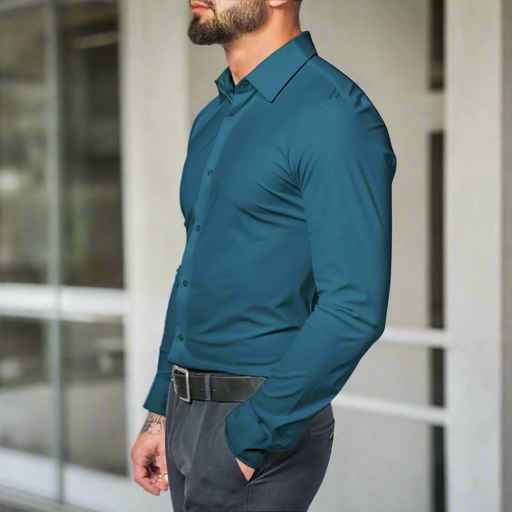 Herreskjorte - Slim Fit - Lange Ermer - Klassisk Krage - Elegant for Formelle Anledninger