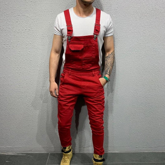 Men's Overalls - Slim Fit - Adjustable Straps - Practical Pockets - Tapered Legs