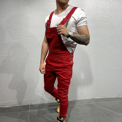 Men's Overalls - Slim Fit - Adjustable Straps - Practical Pockets - Tapered Legs