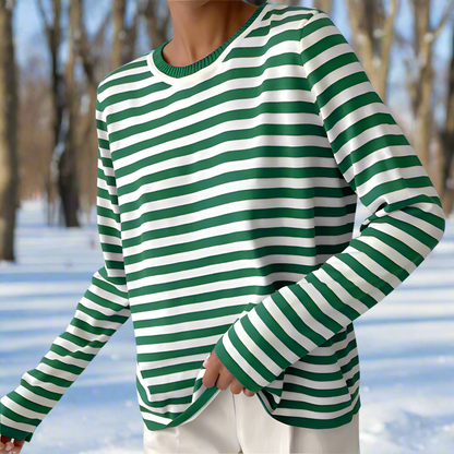 Women's Long-Sleeve T-Shirt – Comfortable Cotton – Classic Stripe Pattern – Relaxed Fit