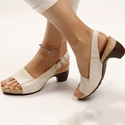 Women's Slingback Sandals – Low Block Heel – Open Toe – Adjustable Strap – Comfortable