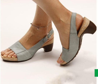 Women's Slingback Sandals – Low Block Heel – Open Toe – Adjustable Strap – Comfortable