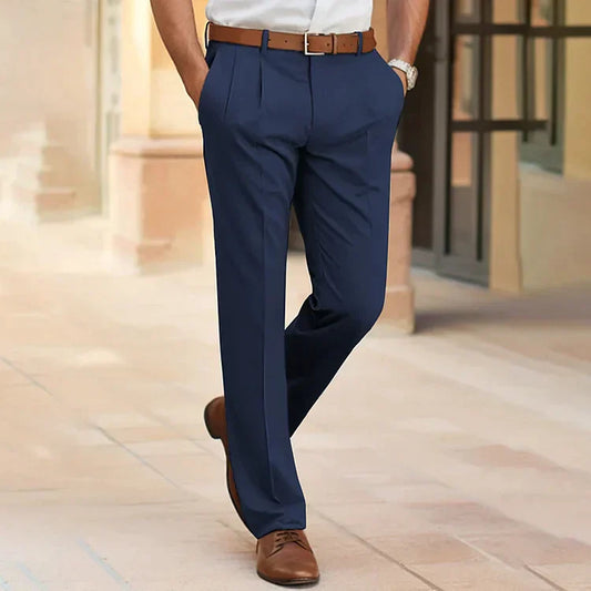 Men's Trousers – Tailored Fit – Straight Leg – Crease – Cotton Blend