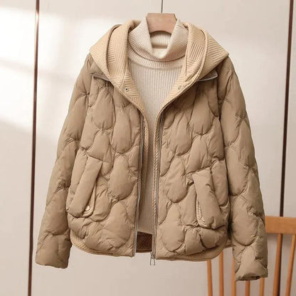 Women’s Puffer Jacket - Woven Shell - Oversized Fit - Hip Length - Hooded High Collar