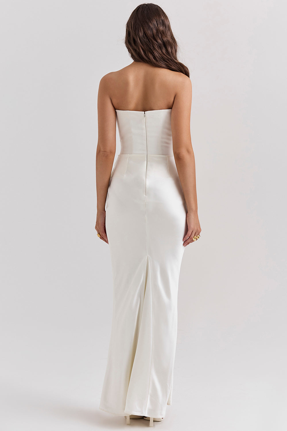 Women's Maxi Dress – Strapless – Satin – Corset Bodice – Slim Fit – Formal