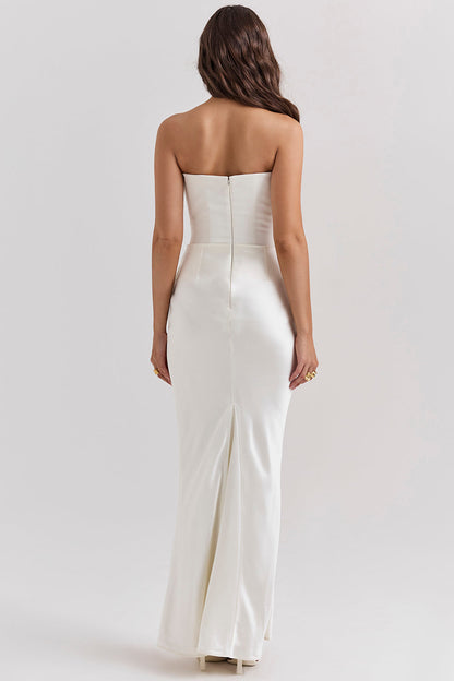 Women's Maxi Dress – Strapless – Satin – Corset Bodice – Slim Fit – Formal