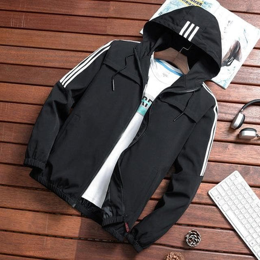 F90 - Robust rain jacket with striped pattern