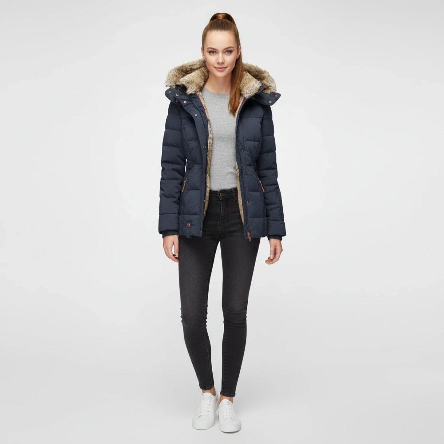Stella Hooded Puffer Jacket | Quilted, Fur Trim Puffer Jacket