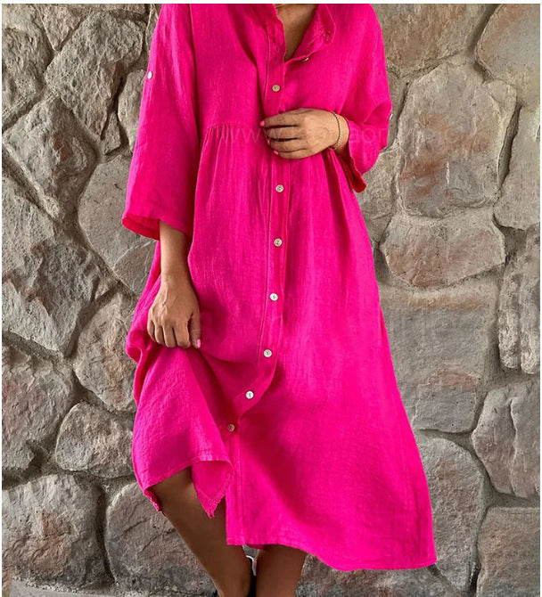 Maxi Dress for Women - Loose Fit - V-Neck - Light and Airy