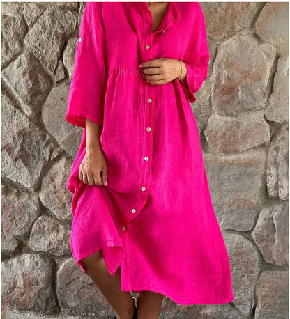 Maxi Dress for Women - Loose Fit - V-Neck - Light and Airy