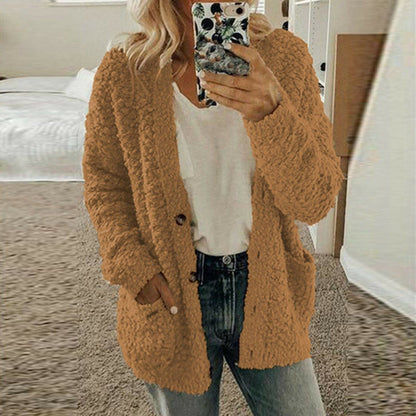 Dame Cardigan - Ull - Oversized Passform - Chunky Strikk - Åpen Front med Knapper