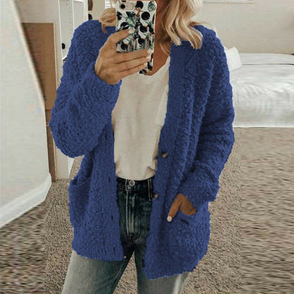 Dame Cardigan - Ull - Oversized Passform - Chunky Strikk - Åpen Front med Knapper