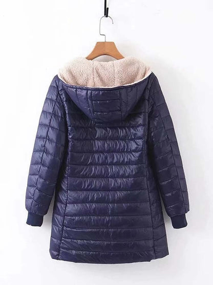 Women's Padded Jacket – Lightweight and Insulated – Mid-Thigh Length – High Collar – Zipper Closure