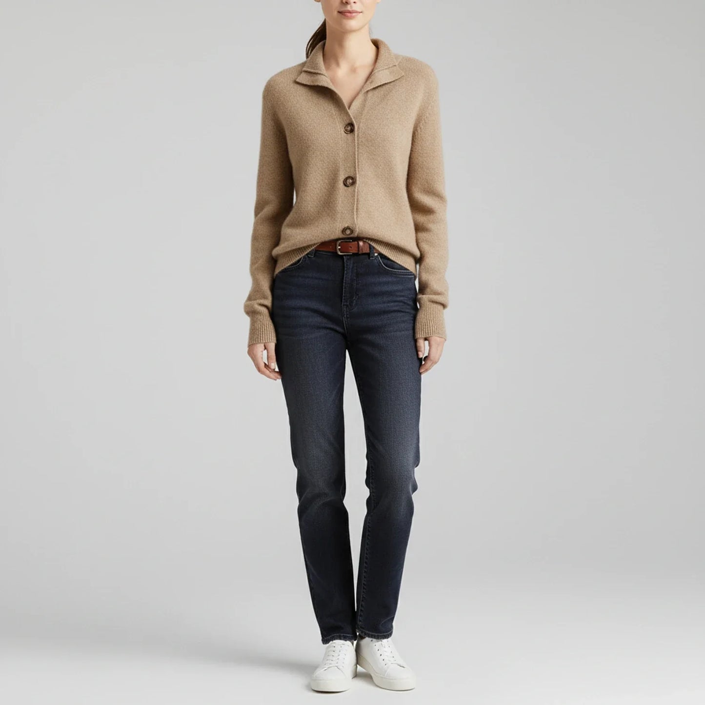 Luna Button-Down Sweater | Collared Rib-Knit Cardigan