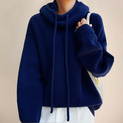 Women's High-Neck Sweater – Wool – Oversized Fit – Adjustable Collar – Relaxed Style