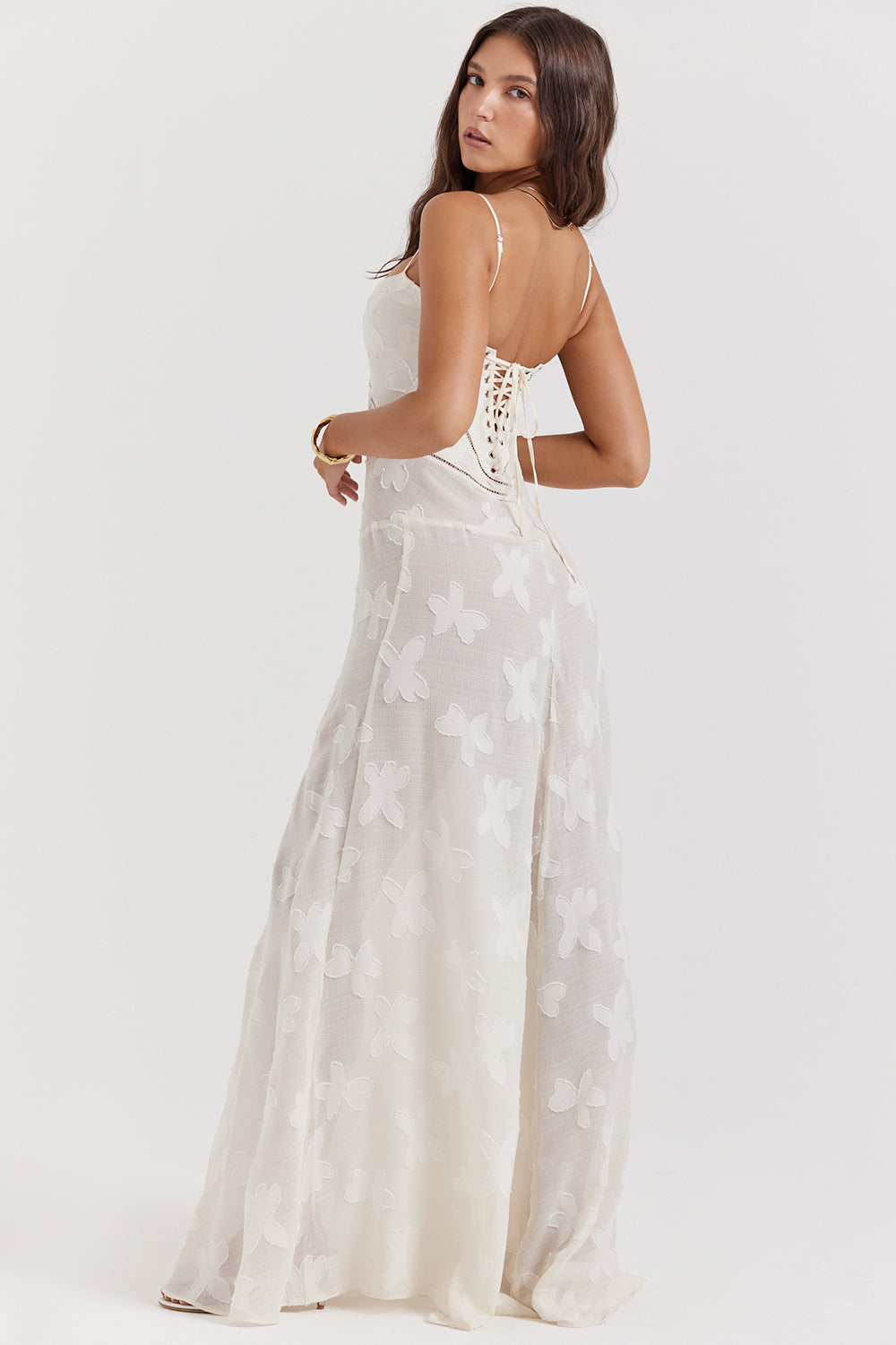 Dress for Women – Maxi Dress – Slim Fit – Lace Back – Floral Details – Formal
