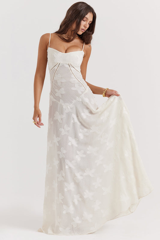 Dress for Women – Maxi Dress – Slim Fit – Lace Back – Floral Details – Formal