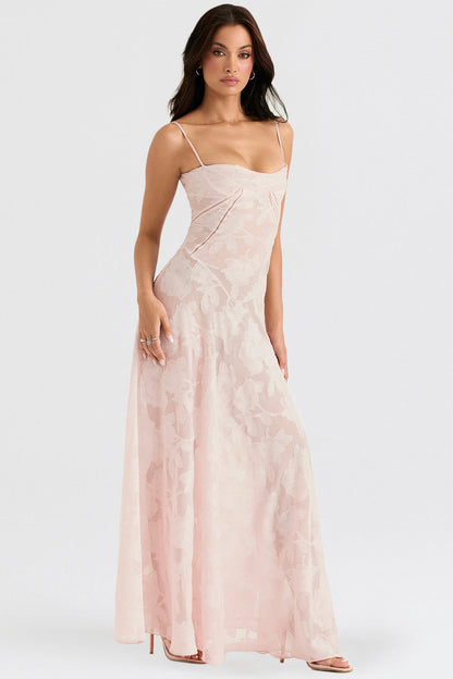Dress for Women – Maxi Dress – Slim Fit – Lace Back – Floral Details – Formal