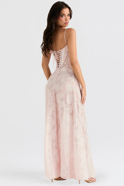 Dress for Women – Maxi Dress – Slim Fit – Lace Back – Floral Details – Formal
