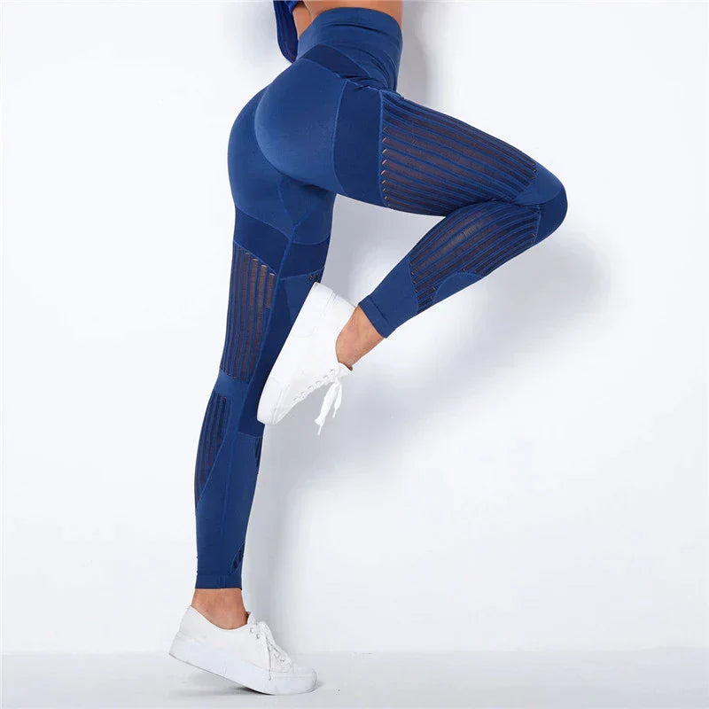 Women's Tights – Compression Fit – High Waist – Ribbed Texture – Breathable Stretch