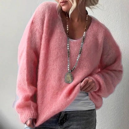 Stella Oversized V-Neck Sweater | Fluffy V-Neck Sweater