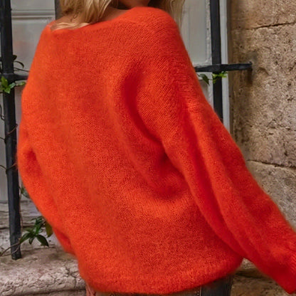 Stella Oversized V-Neck Sweater | Fluffy V-Neck Sweater