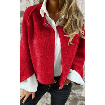 Dame Ulljakke – Oversized Passform – Myk og Varm – Knapplukking – Rund Hals