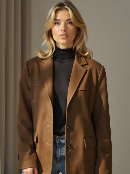 Women's Jacket – Tailored Fit – Soft Texture – Notch Lapel – Hip Length