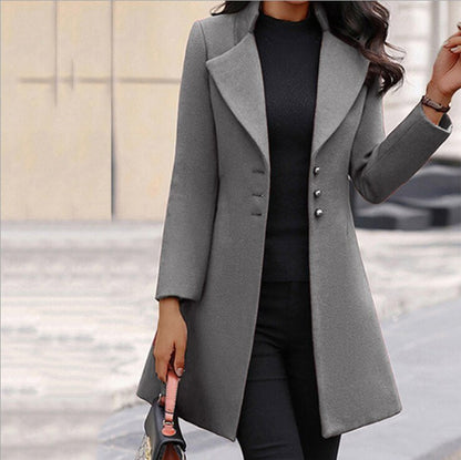 Women's Coat – Tailored Fit – Wool Texture – Knee Length – Formal Style