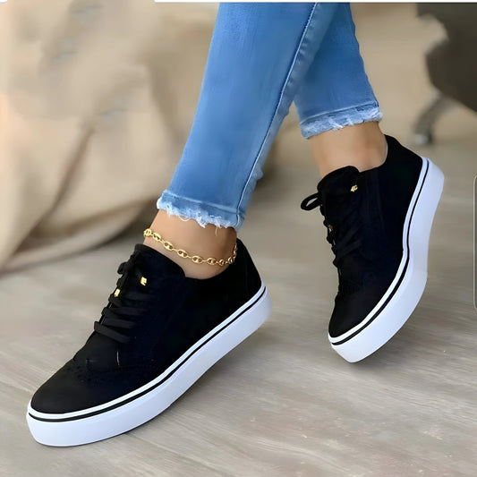 Women's Sneakers – Supportive Fit – Soft Texture – Breathable – Lace-up Casual Style