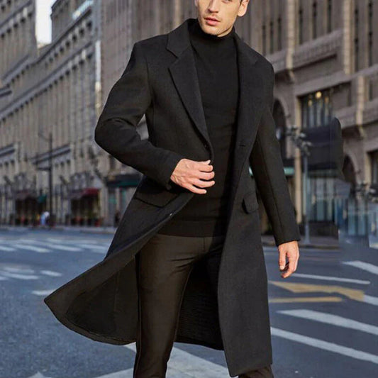Men's Coat – Wool Blend – Tailored Fit – Buttoned – Classic Formal Style