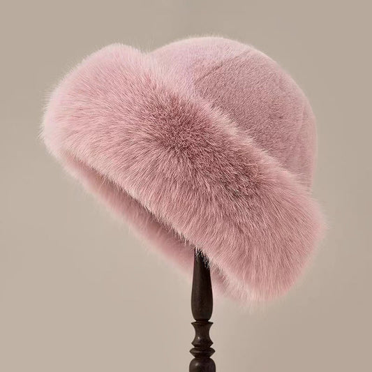 Lucia Cuffed Fur Hat | Fuzzy Texture Solid Color Fur Hat